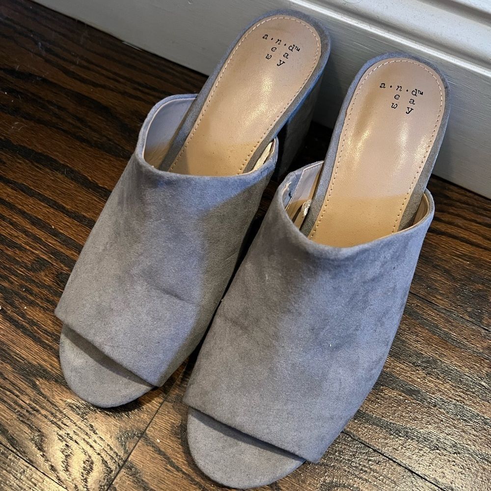 A New Day Grey Block Heel Mule Sandal Shoes Target 11W